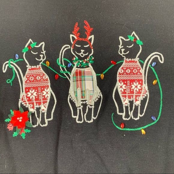 Karen Scott Christmas Cats Shirt NWT - Picture 3 of 5